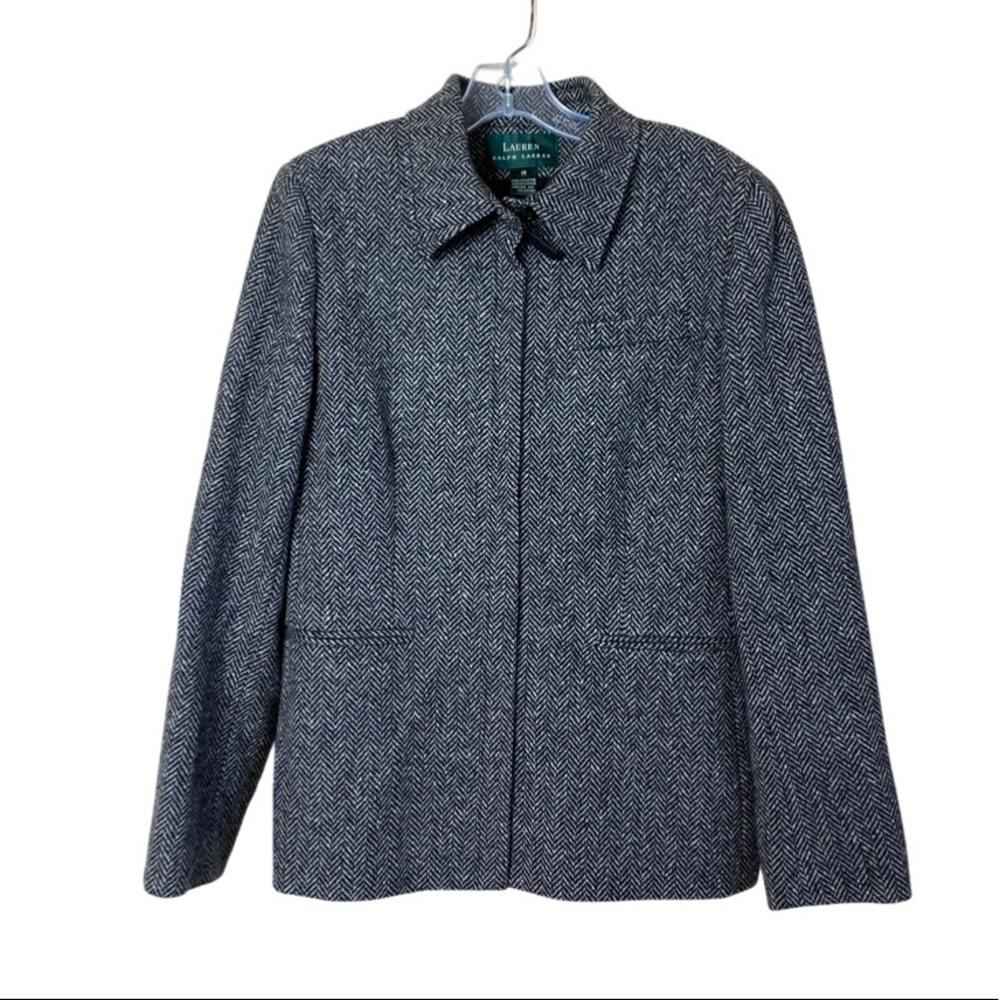 Lauren Ralph Lauren Navy & White Herringbone Suit Jacket